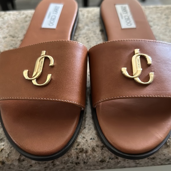 Womens Jimmy Choo Slippers in Size 38 and color dark Tan. Only worn 2 times - Picture 6 of 7